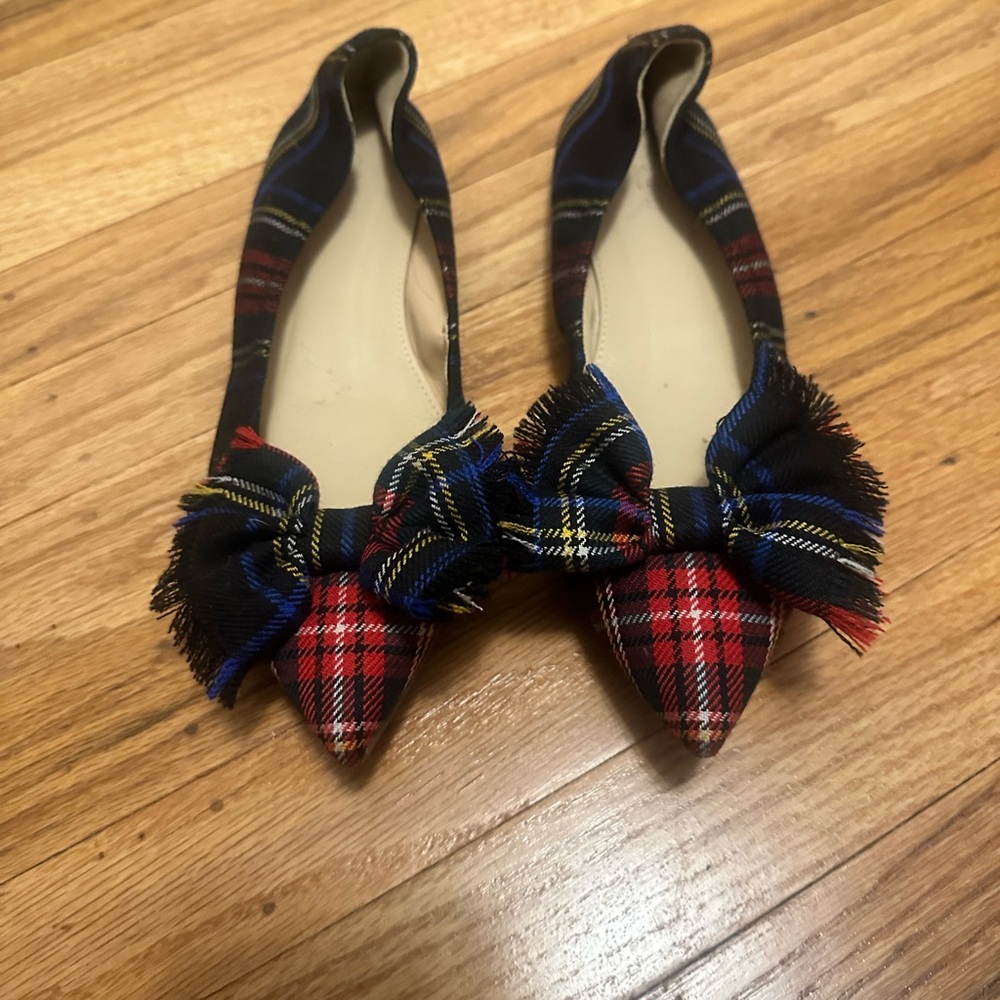J. Crew Lottie Bow Flats in Tartan Plaid